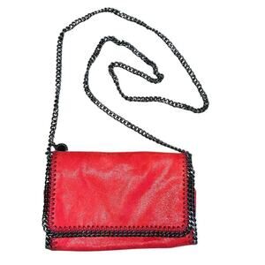 Stella McCartney Falabella Crossbody Red Orange Chain Shoulder Bag EUC